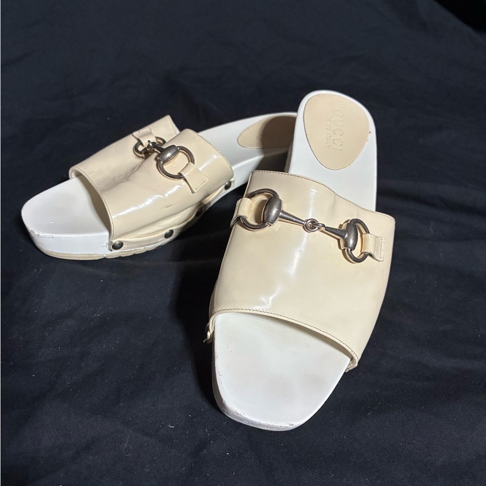 Gucci Women's Beige Horsebit Mules